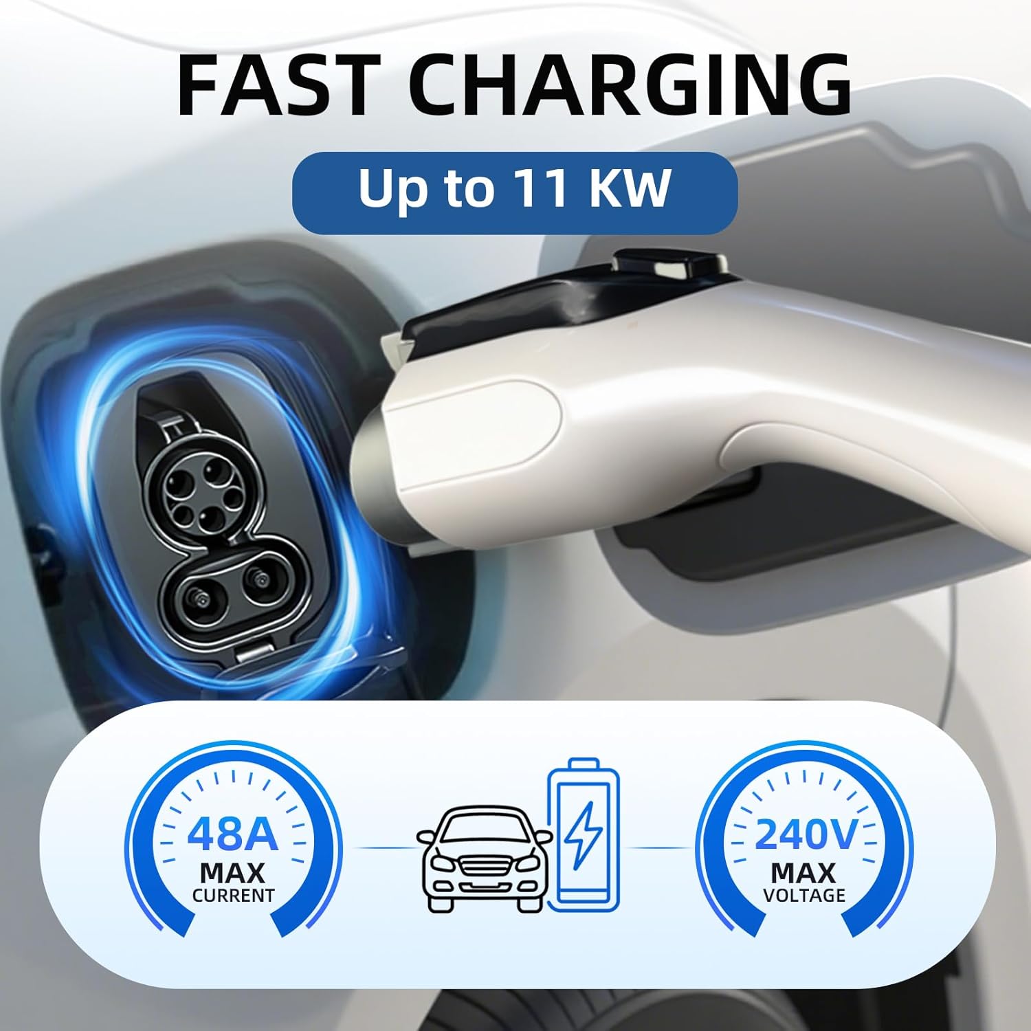 21FT 48A J1772 EV Charger Extension Cable, 110V-240V Compatible with Level 1/2 EV Charging Stations for J1772 Electric Vehicles