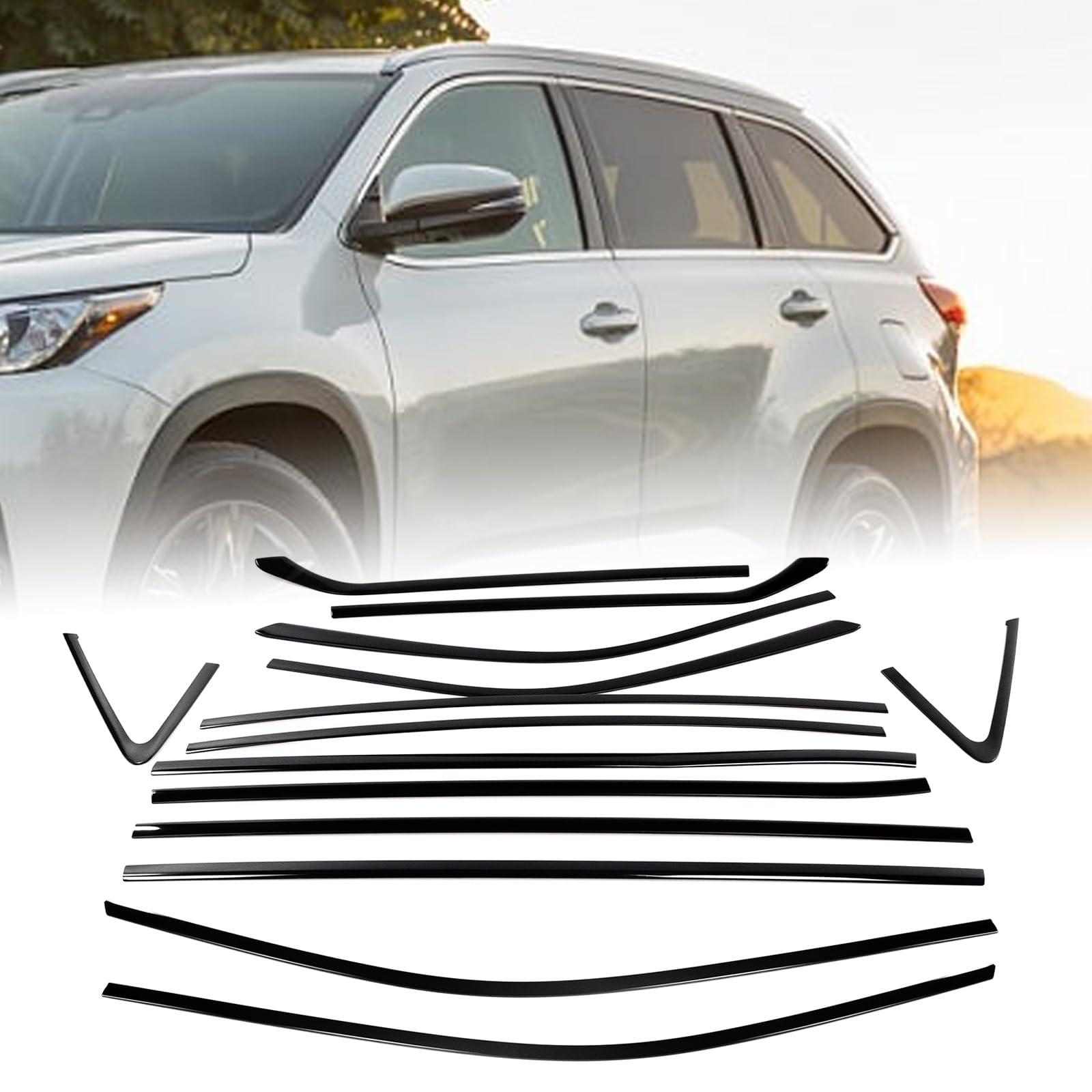 Listwa uszczelniająca do szyb samochodowych listwa uszczelniająca listwa uszczelniająca do Toyota Highlander 2013-2019 czarny połysk