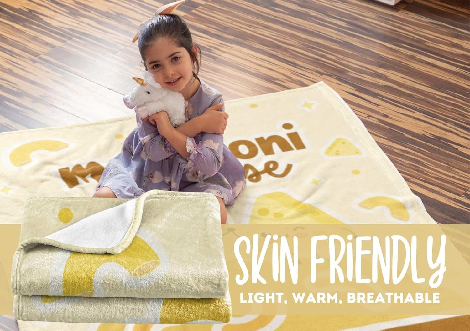 InnoBeta Mac and Cheese Gifts Blanket Throw - Funny Macaroni Blankets for Cheese Lovers, Birthday, Christmas - Hands, 50" x 65" - Image 3