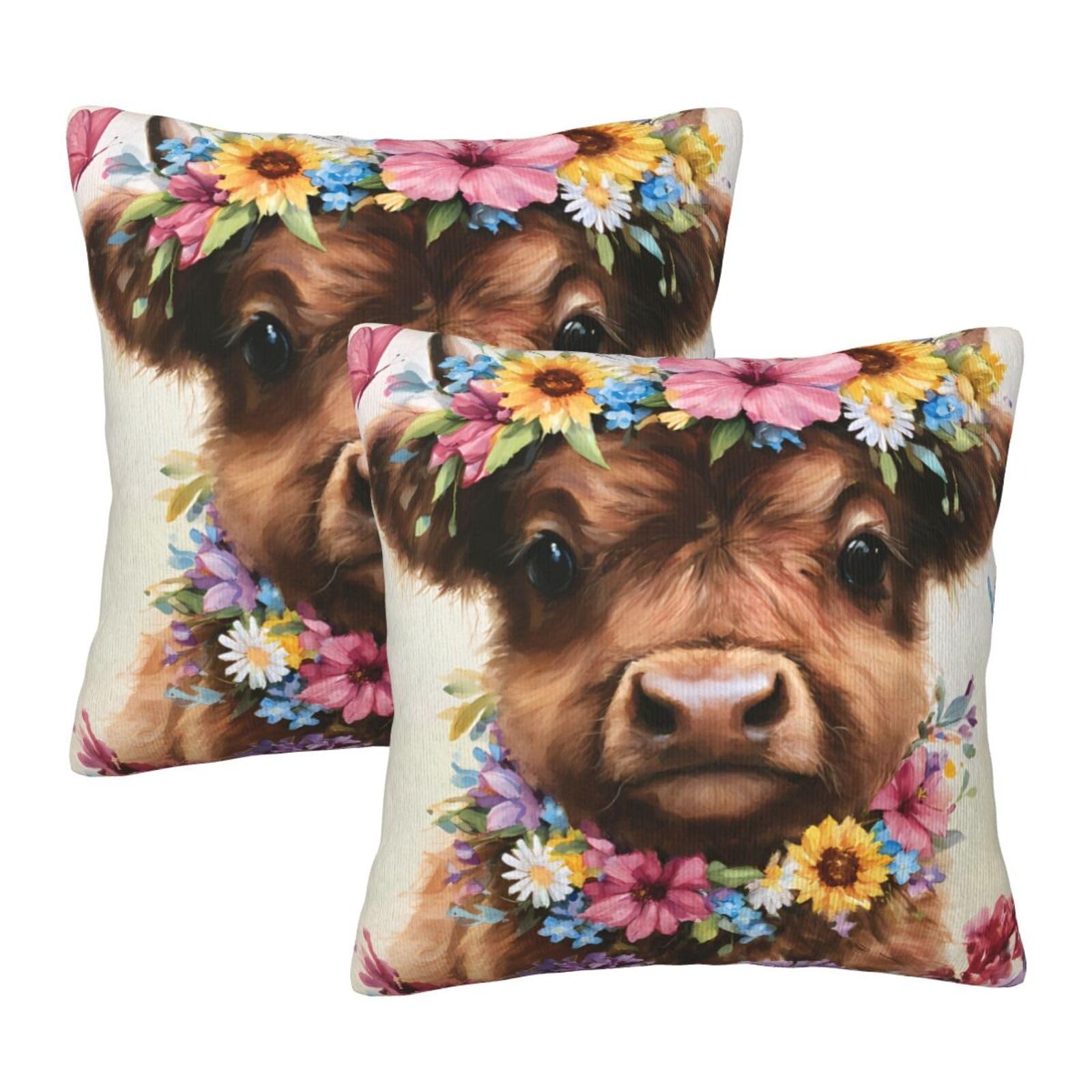 Wuwoli Little Calf Throw Pillow Covers 18X18 Set Of 2, Pillowcases For Sofa Couch Bedroom Living Room Car