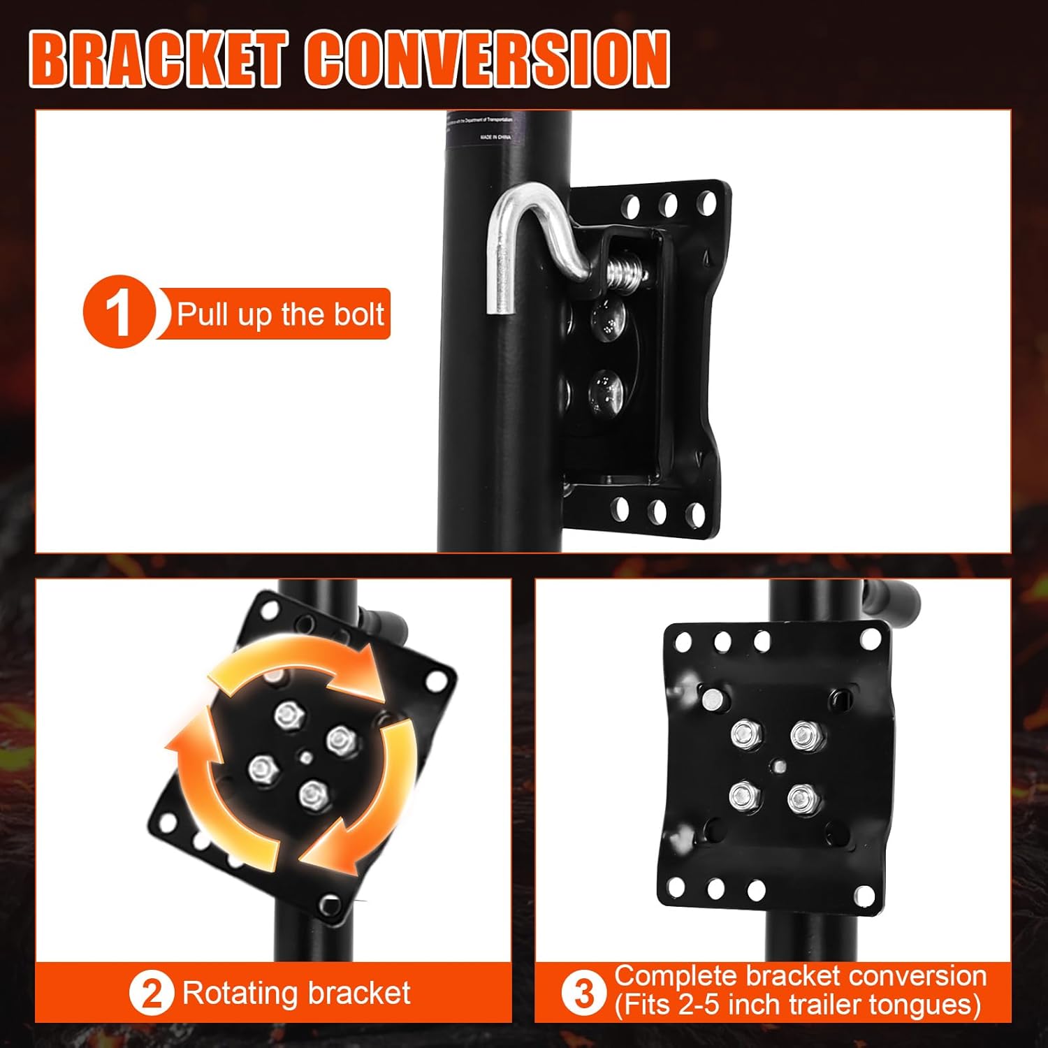 2000 lbs Trailer Jack with Wheel, with Bolt-on Mounting Hardware, 12 Inch Lift, Capacity Swivel Boat Trailer Jack with Dual Wheel 6 Inch Swing Back RV Camper