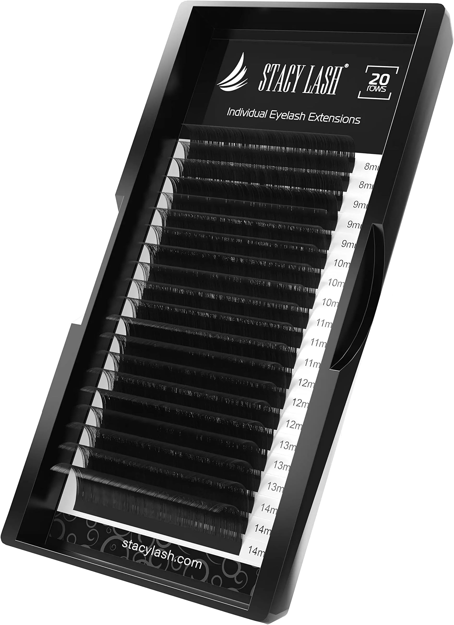 Stacy Lash Eyelash Extensions Thickness - 0.05mm Length - 12mm Curl - D 20 Rows Tray Black Semi-Permanent Individual Eyelashes Extensions Lash (12mm, 0.05mm - Curl-D)