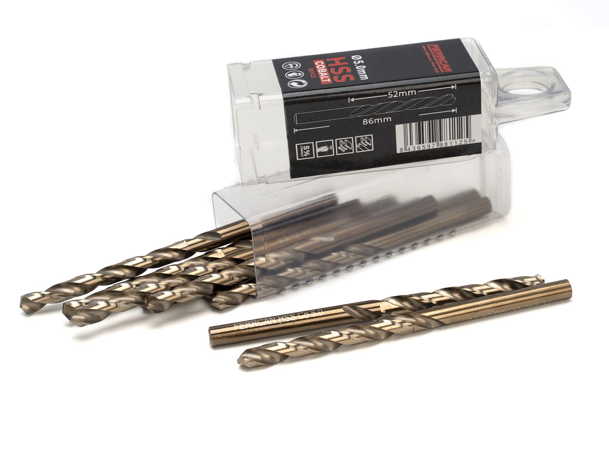 Forets métal HSS DIN338 M35 5% cobalt 5mm perçage inox acier 10 pièces