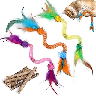 Jouet Chat Interactif, Jouets pour Chats à Ressort avec Boules Herbe à Chat, Plumes, Clochettes Jouet Chat Interieur
