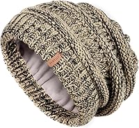 Vista 11 de FURTALK Gorros de invierno para mujer, con forro polar, gorro de punto holgado y cálido, gorro de esquí Gris claro