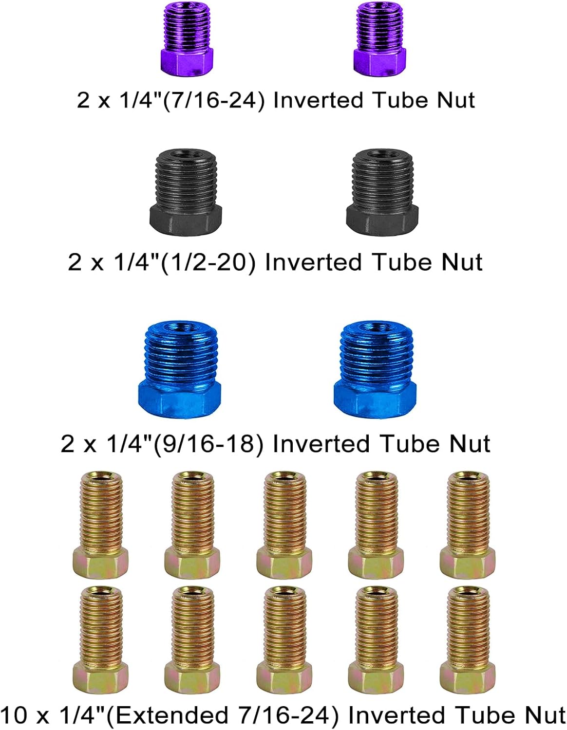 MuHize 1/4 Inch Copper Nickel Brake Line Kit (Upgraded) - Corrosion-Resistant Universal Fit for Ford F-150/Chevy Silverado Trucks - 16 Fittings + 4 Flared Tubes Set