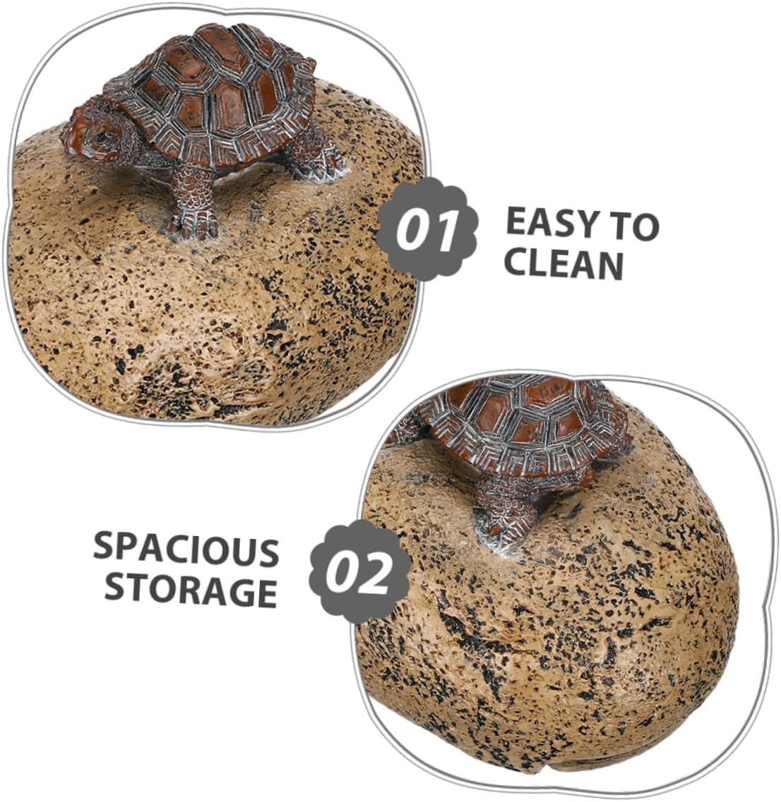 STOBOK 2pcs Fake Rock: Resin Fake Stone Key Box With Realistic Turtle On Rock Shape Design - Secure Storage For For Home Office Use