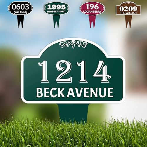 Letrero personalizado para dirección de casa, placa personalizada de aluminio para dirección del hogar, placas de números de casa para jardín