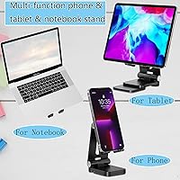 Vista 7 de Folding Cell Phone Stand,Laptop Stand, Adjustable Height and Angle Foldable Cell Phone Stand Holder for Desk, Taller iPhone Stand Compatible with