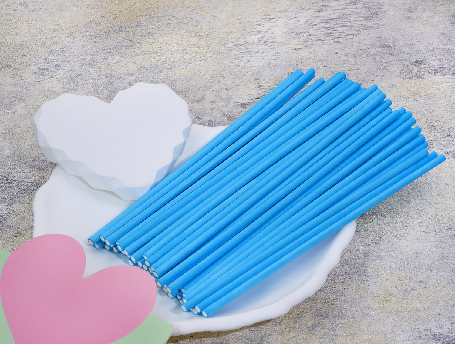 50 palitos de papel para piruletas, dulces para Navidad, fiesta de cumpleaños, decoración de pasteles, cupcakes, caramelos, galletas, postres, chocolate (azul, 3,5 x 150 mm)