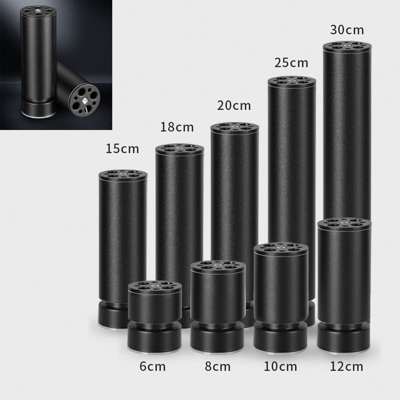 Regulowane metalowe nóżki do mebli – zestaw 4 nóżek ze stopu aluminium do siatki, sofy, łóżka, regału na książki i półki kuchenne, zamiennik ze śrubami (40 cm)