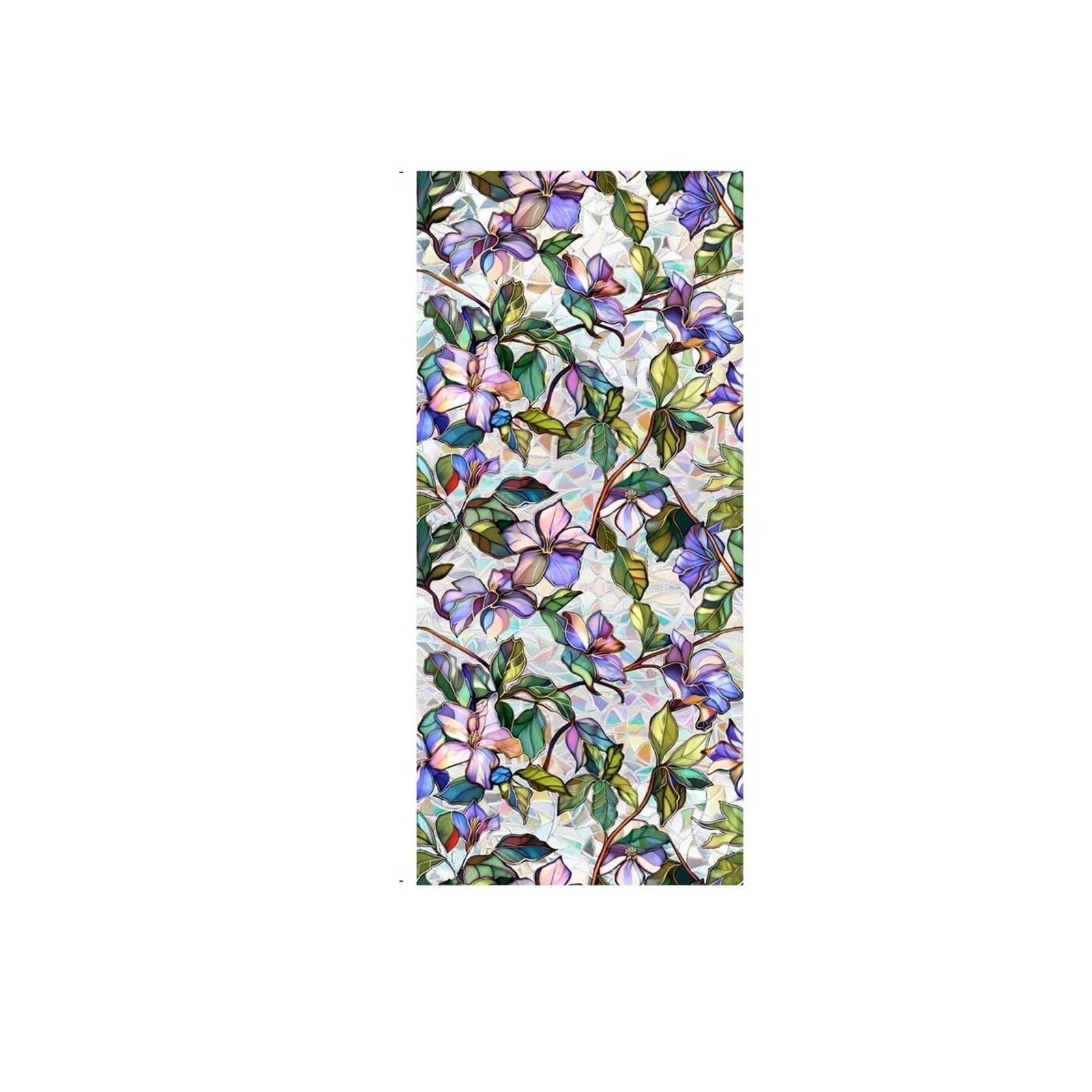 SHALLEZSOU Window films Window Film Sun Catcher Static Glass Stickers Non-Adhesive Sticker Decorative Privacy Flower Decal Painted