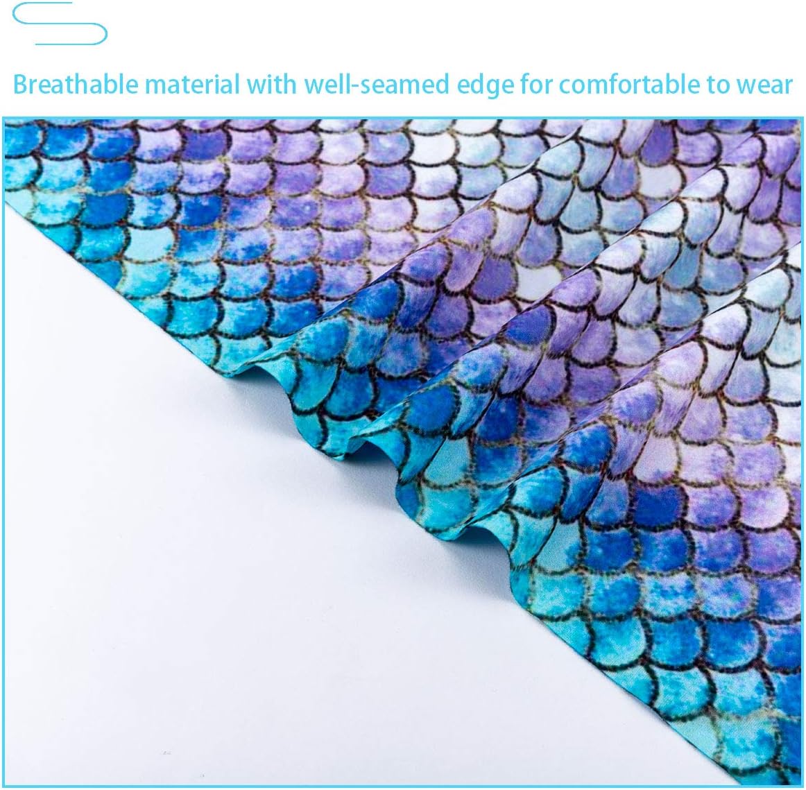PAMASE 3 Pcs Mermaid Tail Face Mask, Seamless Microfiber Sun UV Dust Wind Protection Face Neck Gaiter Headwear for Women Motorcycle Hiking Cycling Ski Snowboard Fishing Running Workout