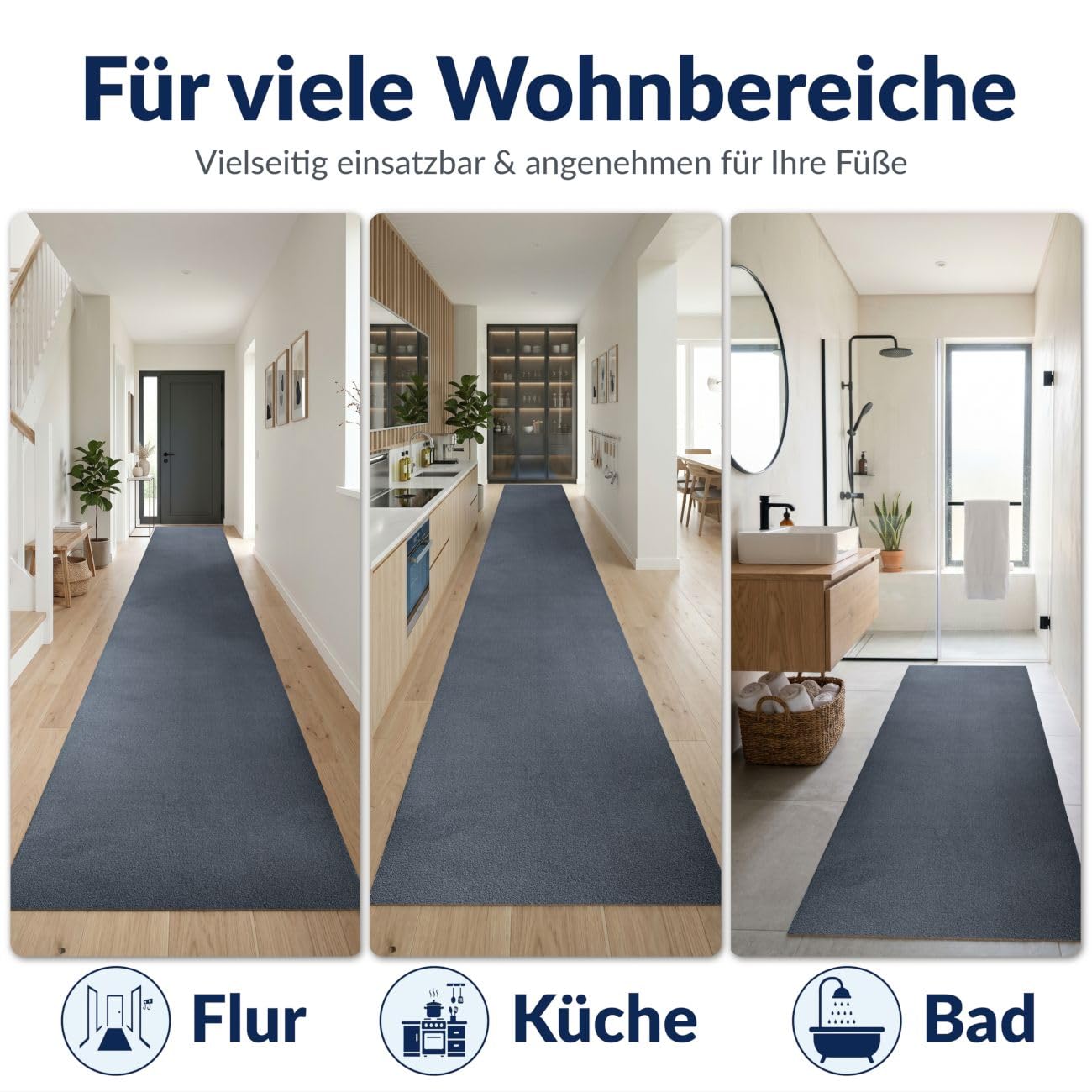 ANRO Tappeto Bagno Tappetino Doccia Antiscivolo Microfibra Antracite 60 x 240 cm Asciugatura Rapida Lavabile Morbido al Metro