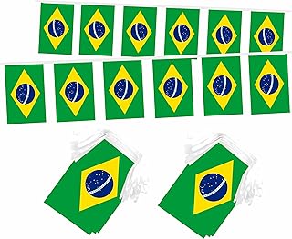 2 Packs Brazil Brazilian Mini Flag Banner String Small Miniature Hanging Flags Decorations,60 Feet 40 Flags
