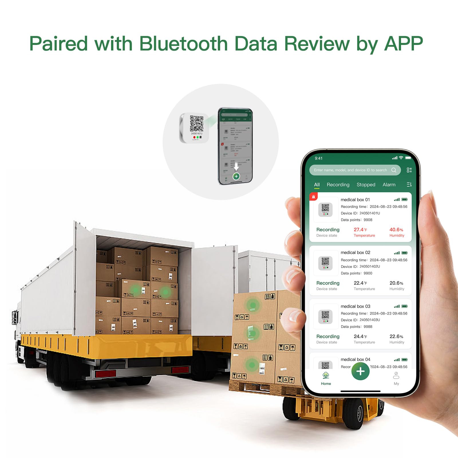 Freshliance - Registrador de datos Bluetooth de temperatura/humedad con visualización LED y batería reemplazable, BlueTag TH100, 2 paquetes