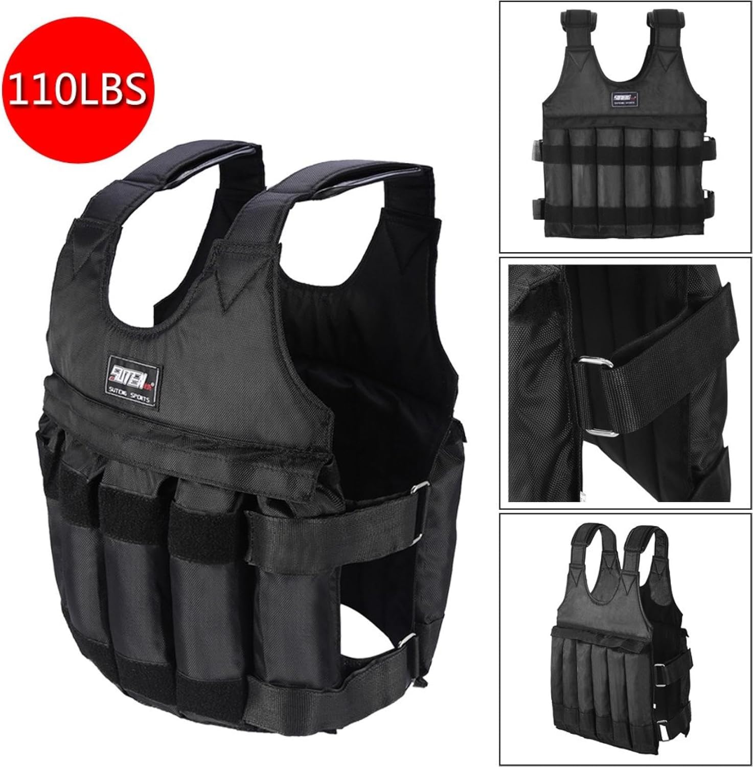 110LB Max Weighted Vest for Workout, Adjustable Weighted Vest with Reflective Stripe Running Vest for Men Women Strength Training, Training Workout, Jogging, Walking