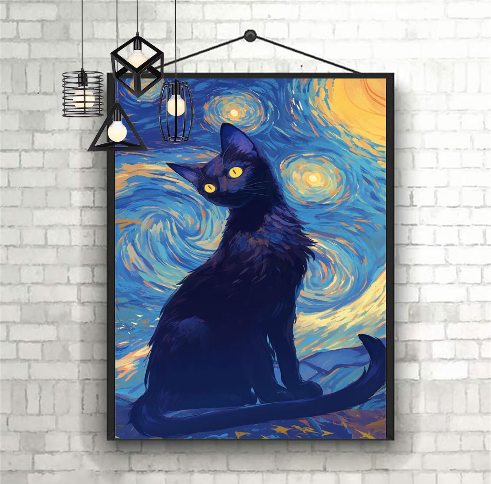 Diamentowe malowanie kot diamentowy obraz dzieci 100x150 cm 2025 diamentowe malowanie gwiaździste niebo, DIY 5D diamentowe rysunki ścieg krzyżykowy rzemiosło dla dorosłych, malowanie diamentami
