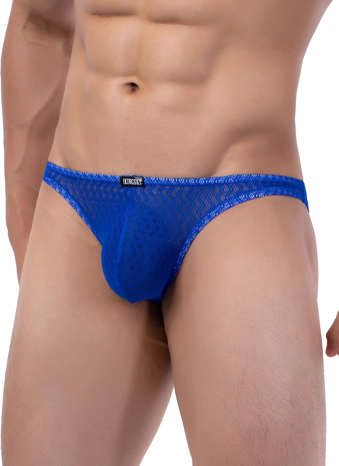 IKINGSKY Men's Cheeky Briefs See Through Bugle Bikini Underwear Lace Brazilian Back Under Panties for Men - Image 3