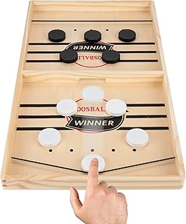 Tech MD Wooden Hockey Board Game | Funny Fast Sling Puck Game | Slingshot Hockey Game | Board Table Game | Parent-child Interactive Toy Party Game for Adults (Regular Portable Size)