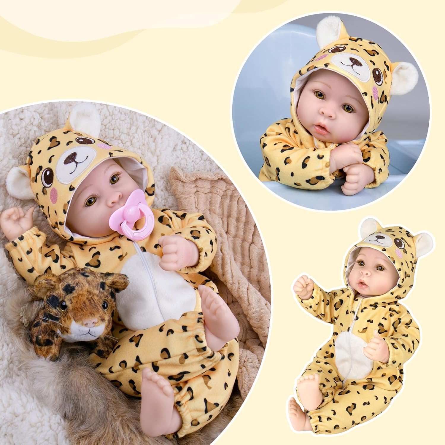 Aori Baby Doll 17 inches, Real Life Baby Dolls with Feeding Kit Included, Life Like Newborn Baby Doll that Look Real, Ideal Gift for Kids, Birthday, Pretend Play