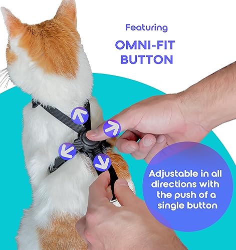 Miniatura 2 de Arnés para gatos Omni-fit, con botón ajustable, a prueba de escapes, ligero, sin volumen, diseño minimalista, para máxima movilidad y un ajuste