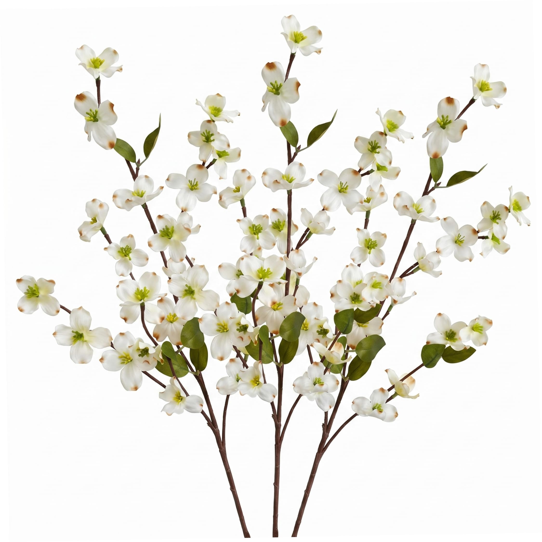 Ginwrek Artificial Flowers for Vase 3PCS Dogwood Flowers Artificial, 22in Branches for Vase Faux Branches for Home Decor, White