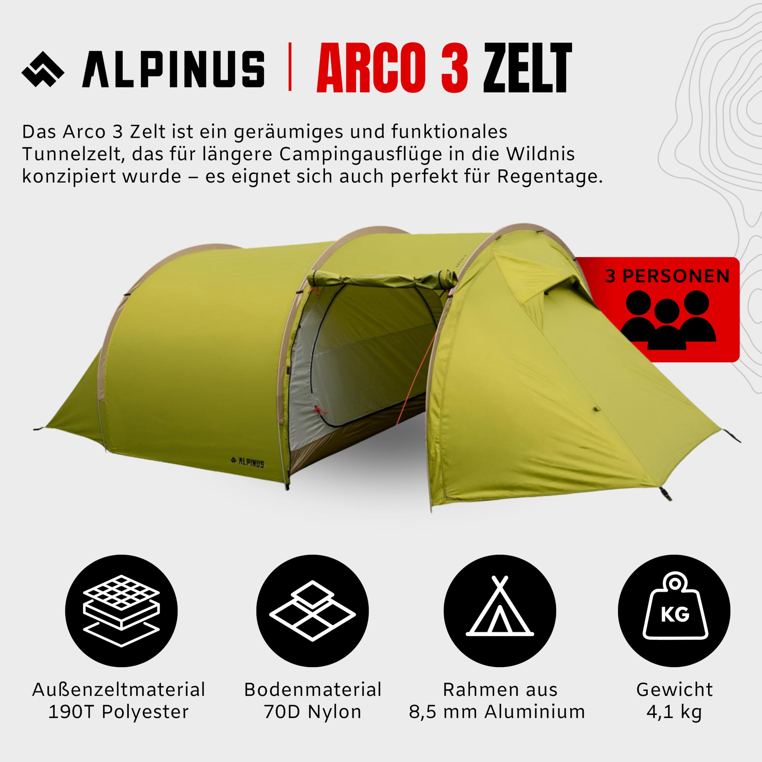 Alpinus Namiot Arco 3 ALU zielony RO11109