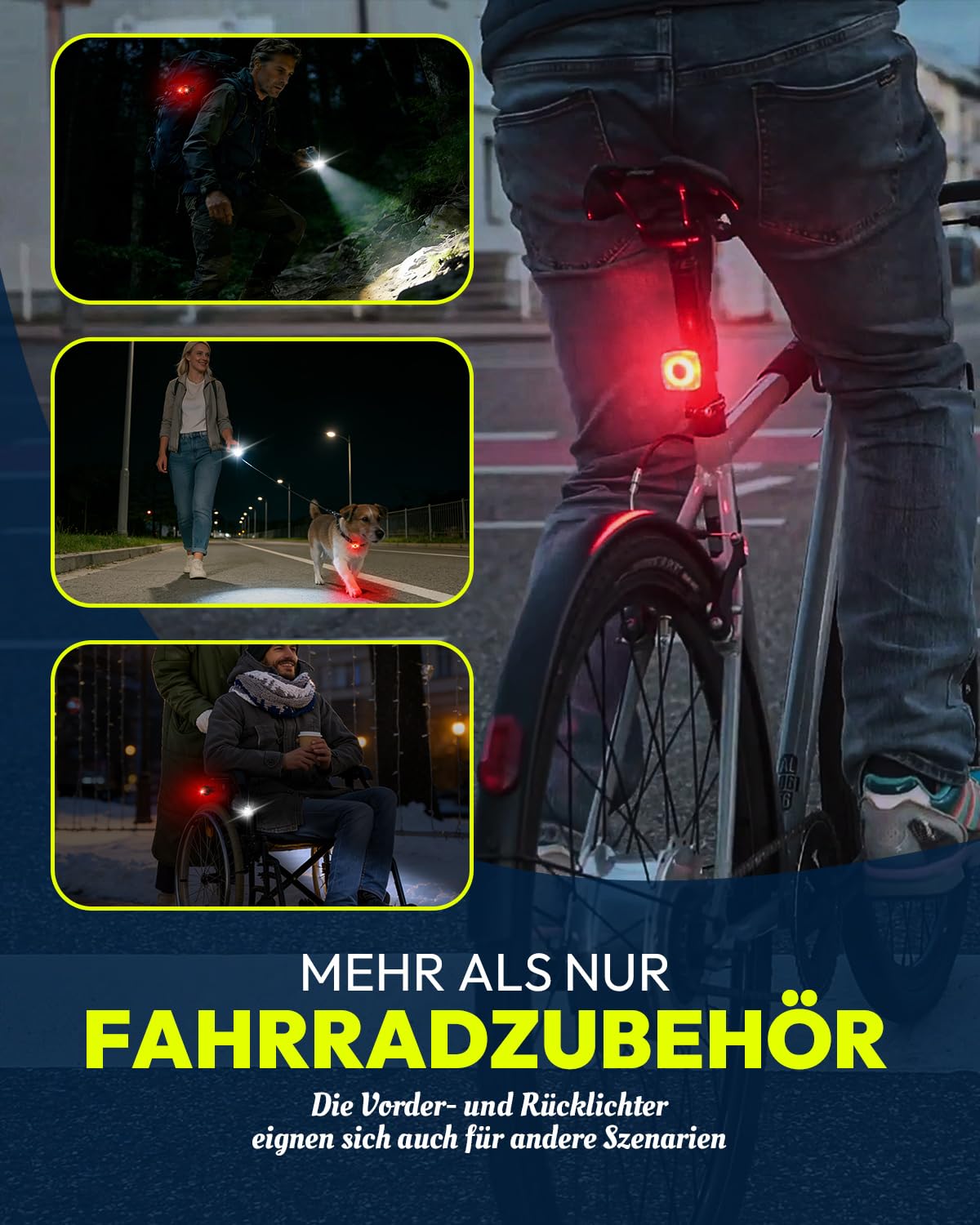 VICTGOAL Fahrradlampe Set StVZO Zugelassen, 50 Lux Fahrrad Lichter LED Set mit IPX5 Wasserdicht, Fahrradbeleuchtung Set Fahrradlicht USB C Aufladbar für Nachtradfahren