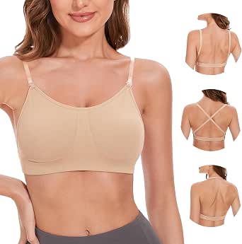 Stelle Women Nude Dance Bra Convertible Clear Strap Bras