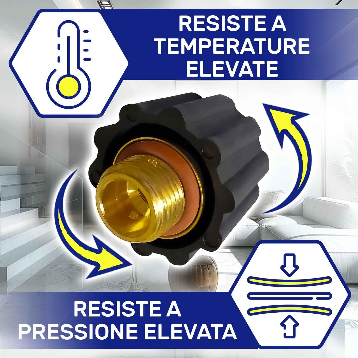 Tappo per Polti Vaporella o per Polti Vaporetta - Filettatura Maschio da 1/2" - Completo di Guarnizione - Taratura 4,5 Bar - Garanzia di 10 Anni - MONTERAL