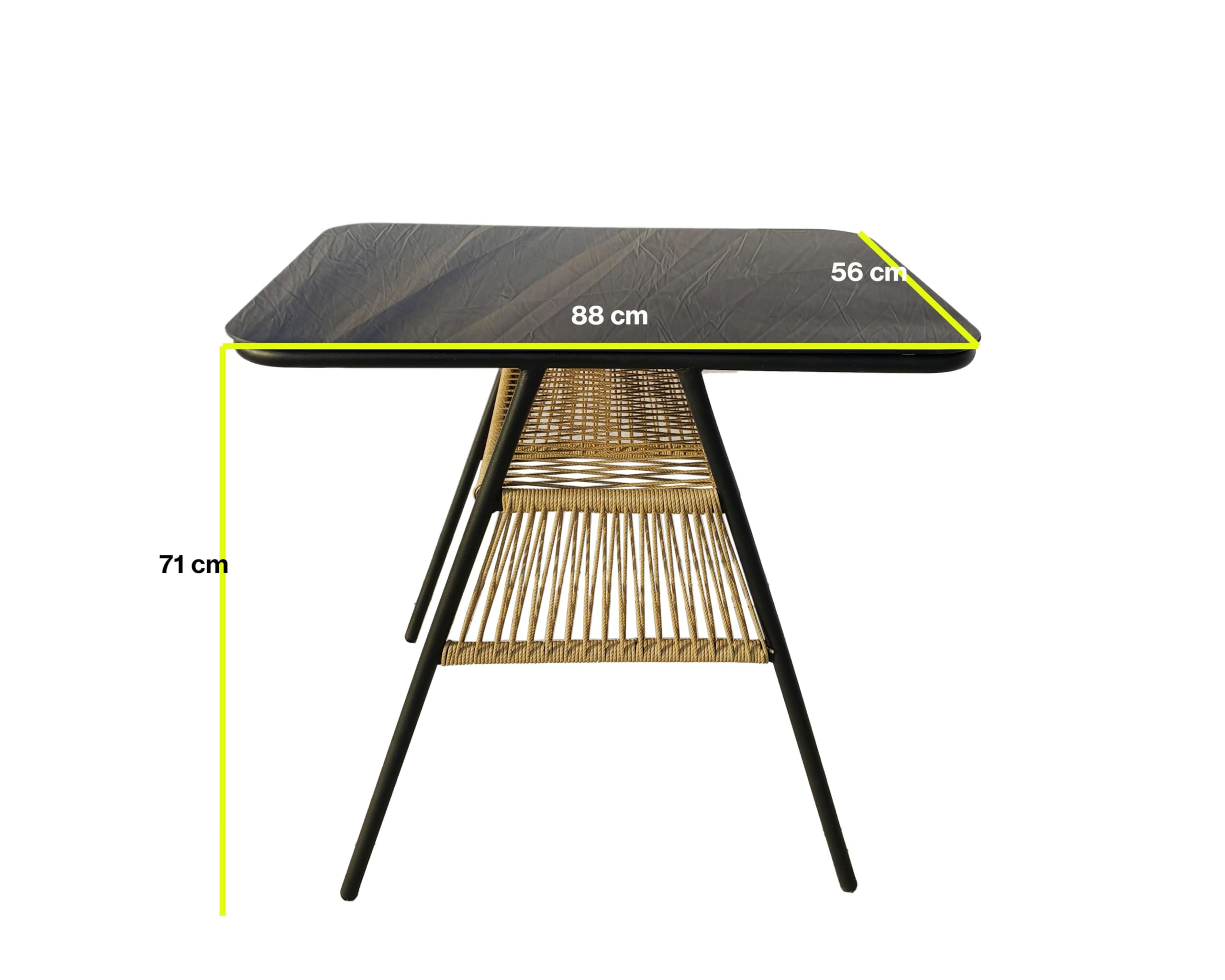 Megashopitalia Set Bistrot da Giardino Richiudibile Due Poltrone Tavolino con Piano in Vetro Impilabili a Scomparsa Salvaspazio