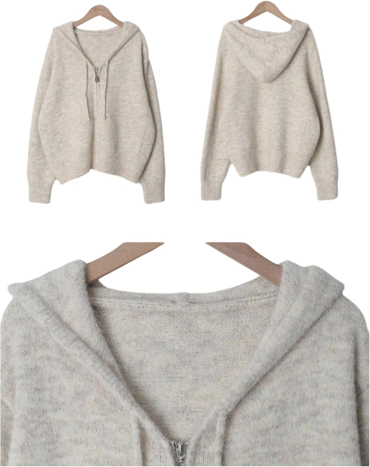 Floerns Women's Long Sleeve Zip Up Hooded Cardigan Knitted Fall Outfit Outerwear Coat