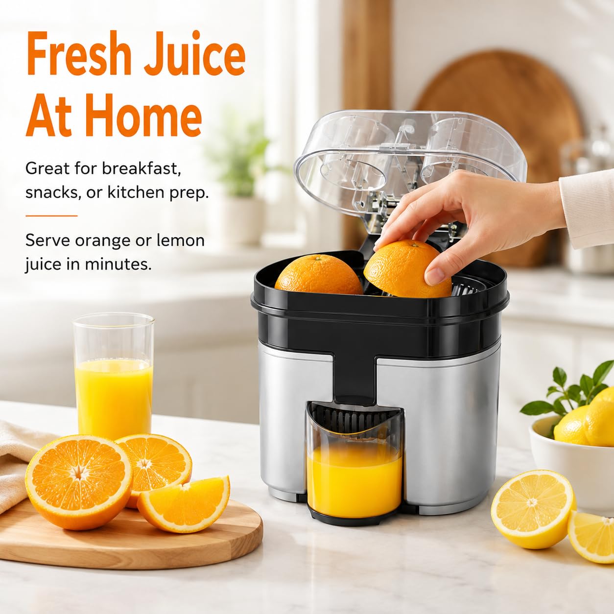 Spremiagrumi Elettrico, Capacità 401-600ml, Pressatura suDue Lati Integrato