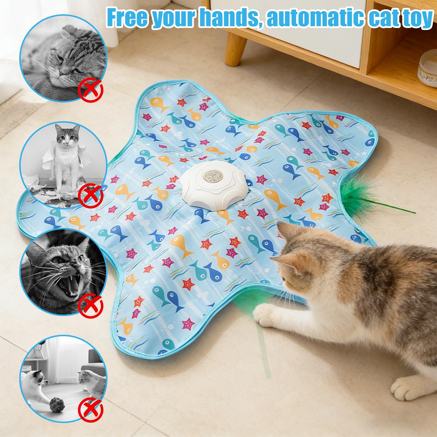 Giochi per Gatti Interattivi Ricaricabili, Giocattoli per Gatti con Piume, Bastone Automatico per Gatti, Giocattolo interattivo per g-atti con Piume, Giocattolo per animali domestici e cani