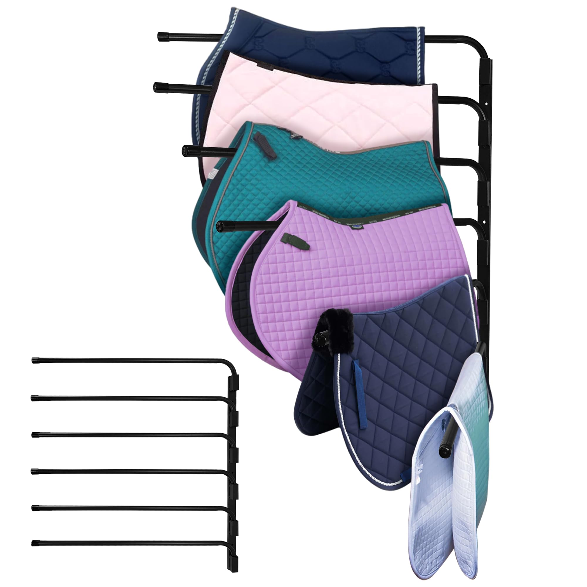 Montex Saddle Pad Rack, Horse Blanket Rack Wall Mount Heavy Duty 180 Degree Swivel, 6 Bar Extra Long Arms Well-Spaced, Horse Blanket Holder for Various Accessories