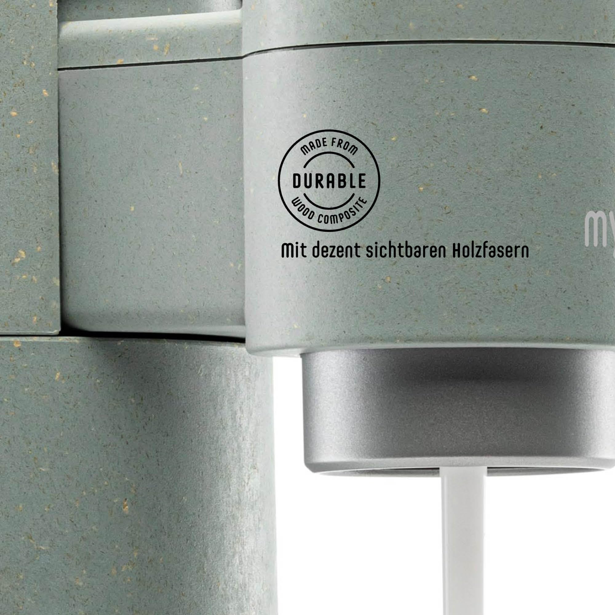 Mysoda: Toby Set Wassersprudler aus erneuerbarem Holzkomposit mit 1L und 0,5L Quick-Lock BPA-freie Plastikflaschen und CO2-Zylinder - Salbeigrün (Pigeon)