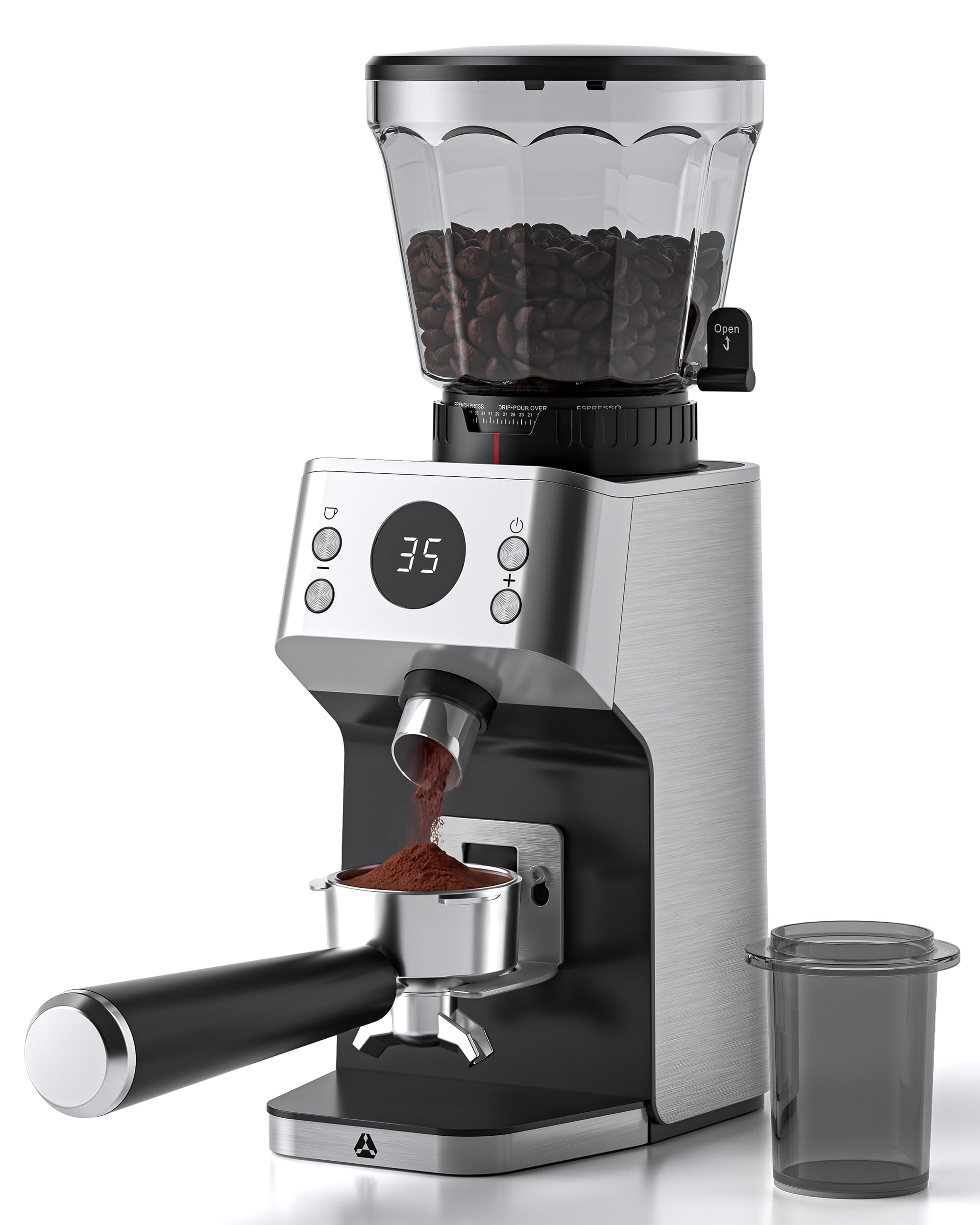 Espresso Coffee Grinder, Anti-Static, 45 Grind Settings,40s Timer | Conical Burr, 51/53mm Portafilter Holder, Easy Clean, Compact Design Touch Screen, Espresso, Drip, Pour Over & French Press