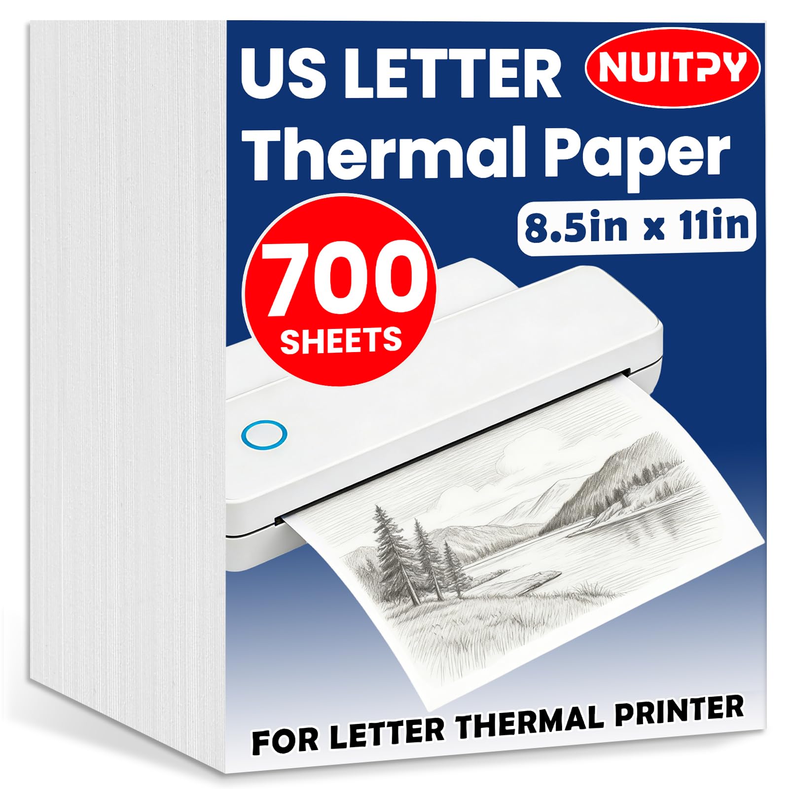 700 Sheets Thermal Printer Paper, 8.5in x 11in US Letter Size