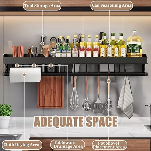 Miniatura 2 de Soporte colgante de pared para especias, ahorro de espacio para cocina, estante de almacenamiento de cocina para utensilios, organizador de baño