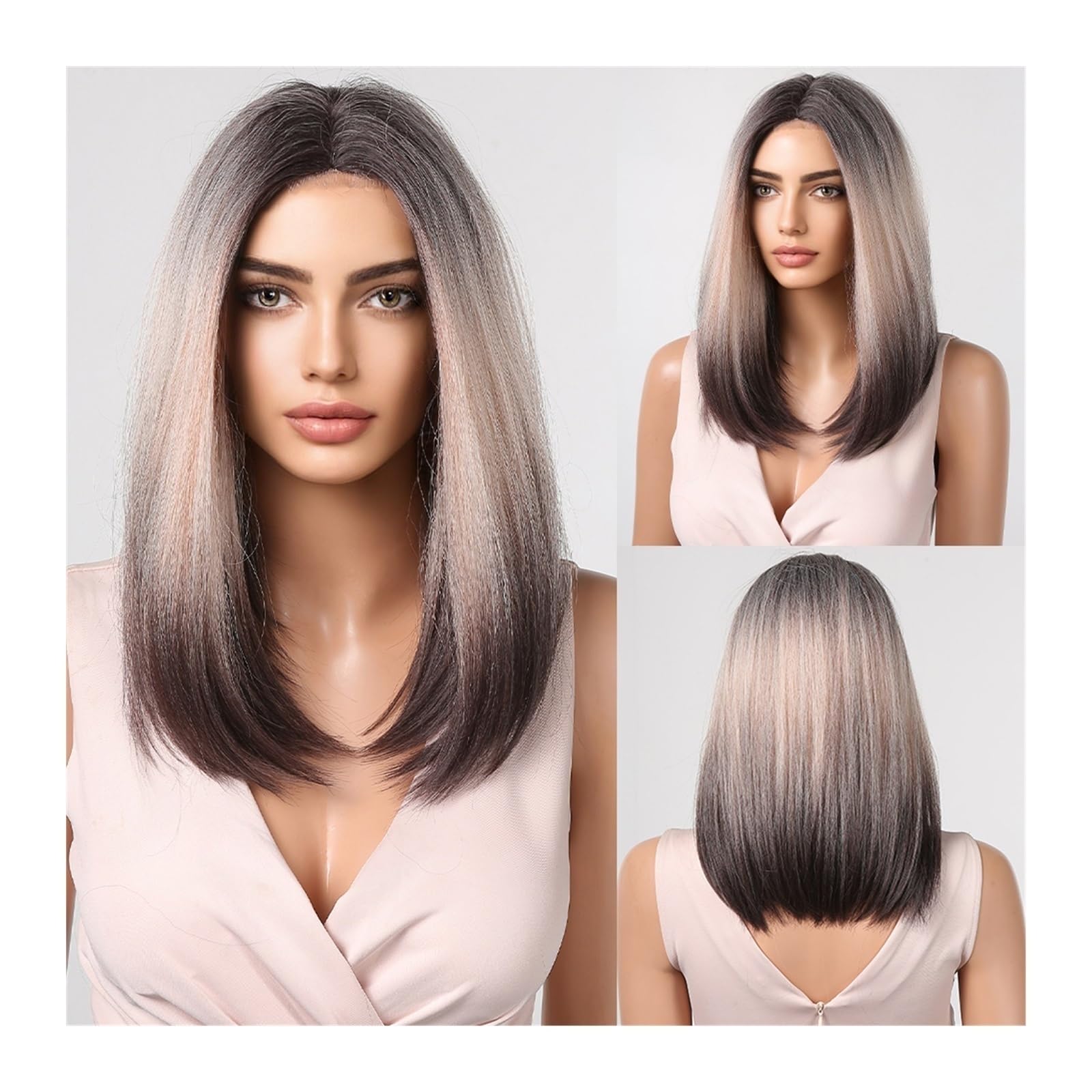 Perruque synthétique pour femme noire résolvant la démarcation frontale pour un effet naturel