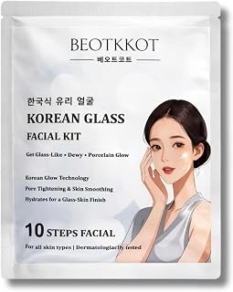 BEOTKKOT Korean Glass Skin Facial Kit 10 Steps for Women | Instant Glow, Skin Brightening & Pore Tightening | Deep Hydrati... Price In India
