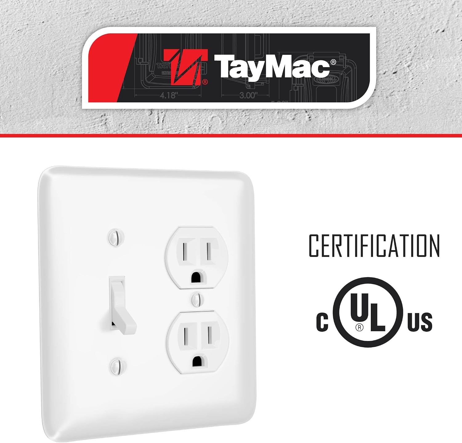 TayMac WRW-TD 2-Gang White Smooth Metal Maxi Toggle/Duplex Wall Plate, Outlet Cover Wall Plate with Screws, Light Switch Cover Plate for 2 Devices