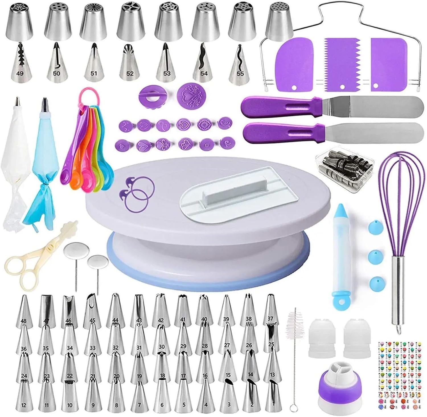 137 Sets Cake Decorating Turntable with Piping Nozzles & Bags Korean Direct Bakeware Tool for Baking & Decorating