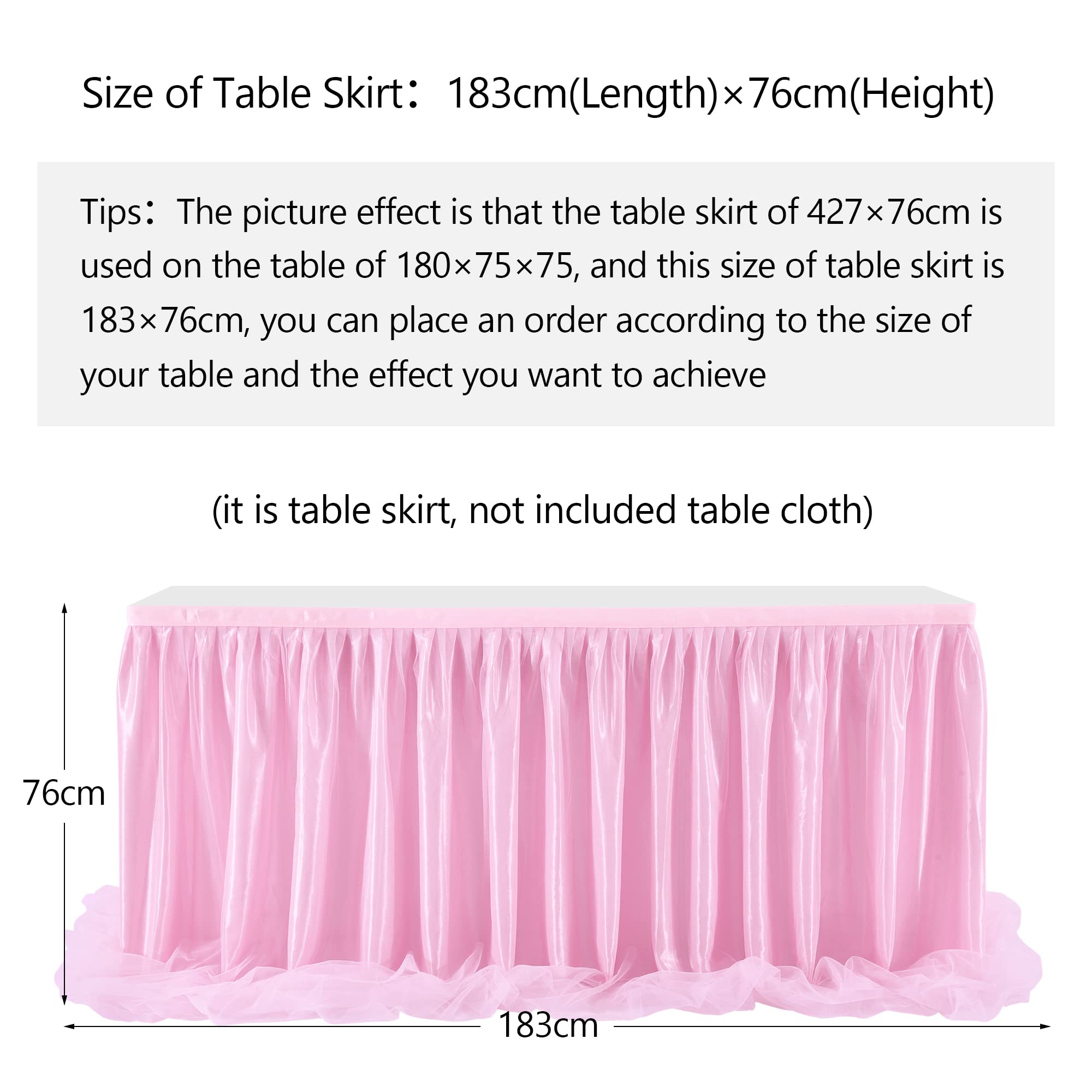 HBBMAGIC gonna da tavolo in tulle rosa baby senza luce, 275 cm, con volant, tutu lavabile per matrimonio, festa, compleanno, baby shower, torta, dessert, battesimo.