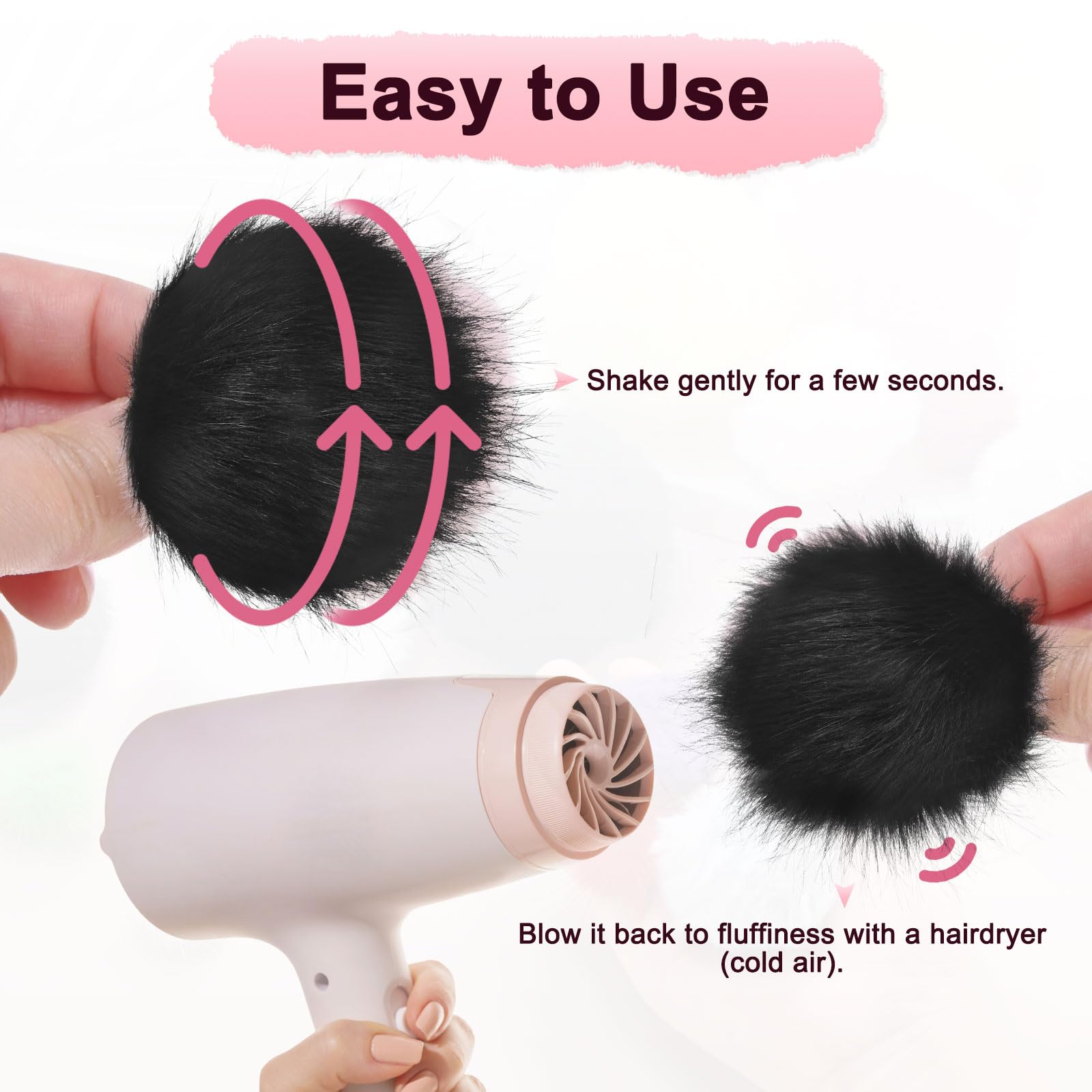 M METERXITY 1-Pack Faux Fur Pom Poms - Image 4