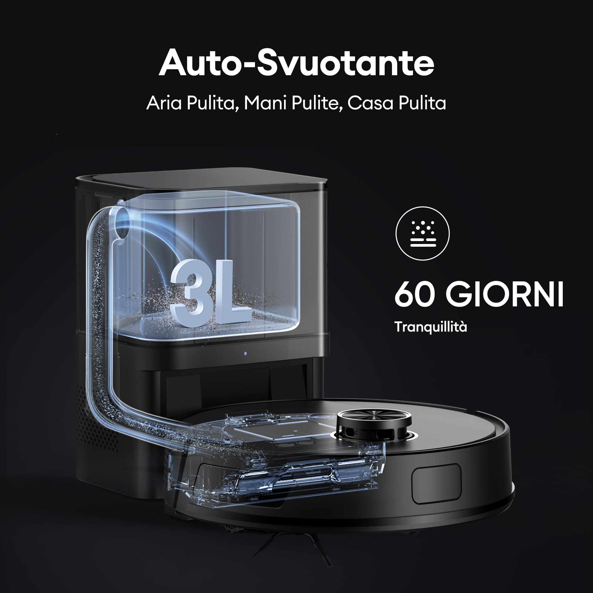 Ultenic T10 Lite Robot Aspirapolvere Lavapavimenti con Mappatura, 180 min Autonomia, 5000 Pa Robot Aspirapolvere con Stazione, Navigazione LiDAR, APP/Siri/Alexa/Google/IFTT Controllo