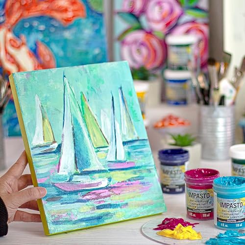 Miniatura 6 de DecoArt Impasto Paint, tono rojo cadmio, 4 onzas líquidas, tarro