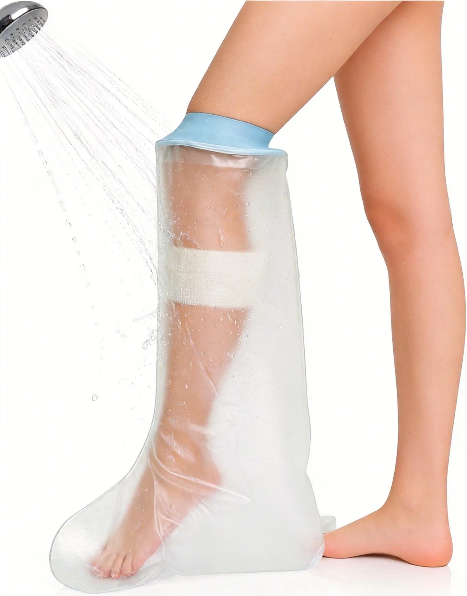 Adult Reusable and Waterproof Leg Cast Cover for Shower | Wound Bandage Cast Protector with Medical Grade Skin-friendly Silicone, Suitable for Shower After Surgery