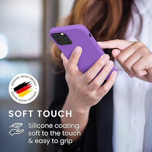 Miniatura 4 de kwmobile Funda compatible con Apple iPhone 12 Pro Max, funda de silicona TPU con acabado suave, color morado orquídea